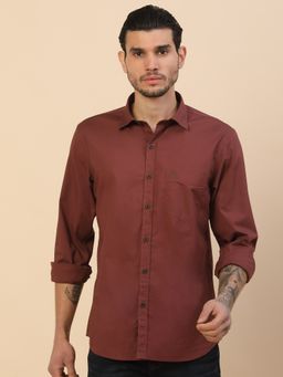 Cantabil - Men Rust Cotton Regular Fit Shirt