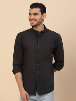 Cantabil - Men Charcoal Cotton Regular Fit Shirt
