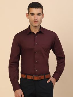 Cantabil - Men Maroon Cotton Regular Fit Shirt