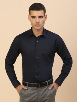 Cantabil - Men Navy Blue Cotton Regular Fit Shirt
