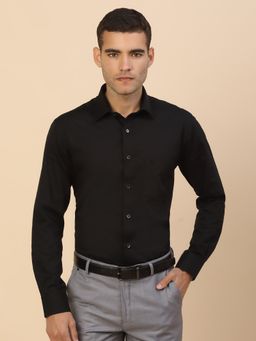 Cantabil - Men Black Cotton Regular Fit Shirt
