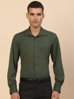 Cantabil - Men Green Cotton Regular Fit Shirt