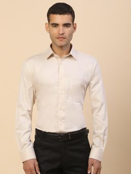 Cantabil - Men Beige Cotton Regular Fit Shirt