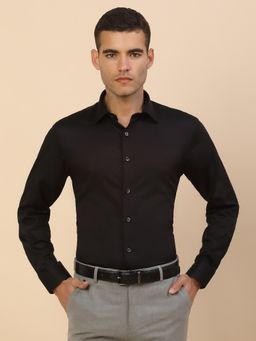 Cantabil - Men Black Cotton Regular Fit Shirt