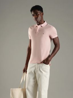 Tommy Hilfiger - Men Pink Cotton Slim Fit Polo T-Shirt