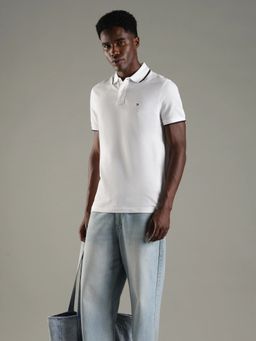 Tommy Hilfiger - Men White Cotton Regular Fit Polo T-Shirt