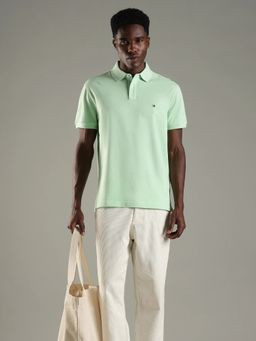 Tommy Hilfiger - Men Green Cotton Regular Fit Polo T-Shirt