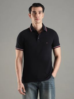 Tommy Hilfiger - Men Navy Blue Cotton Slim Fit Polo T-Shirt