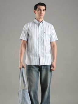 Tommy Hilfiger - Men Blue Cotton Regular Fit Shirt