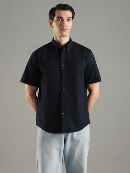 Tommy Hilfiger - Men Black Cotton Regular Fit Shirt