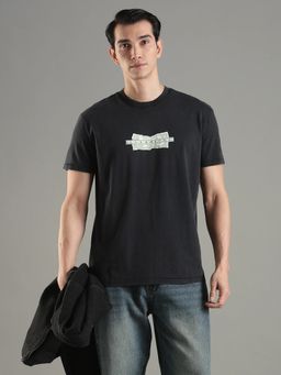 Tommy Hilfiger - Men Black Cotton Regular Fit T-Shirt
