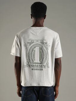 Tommy Hilfiger - Men Grey Cotton Regular Fit T-Shirt