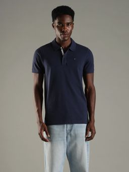 Tommy Hilfiger - Men Navy Blue Cotton Slim Fit Polo T-Shirt