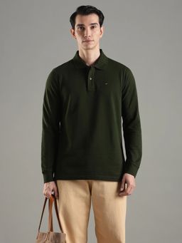 Tommy Hilfiger - Men Olive Cotton Slim Fit Polo T-Shirt