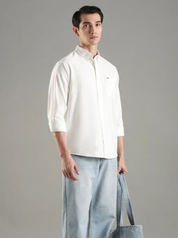 Tommy Hilfiger - Men White Cotton Relaxed Fit Shirt