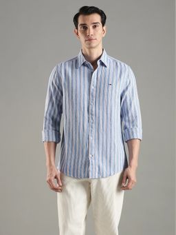 Tommy Hilfiger - Men Blue Linen Regular Fit Shirt