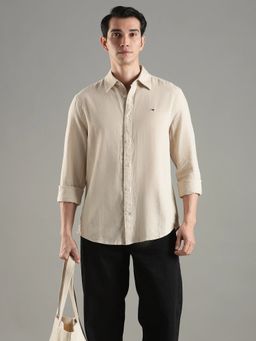 Tommy Hilfiger - Men Beige Linen Regular Fit Shirt