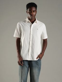 Tommy Hilfiger - Men Off White Cotton Regular Fit Shirt