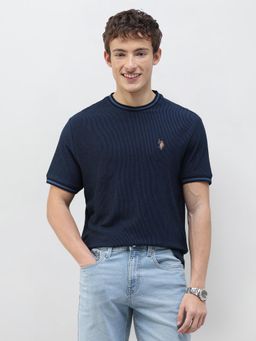 U.S. Polo Assn. Denim Co. - Men Blue Cotton Slim Fit T-Shirt