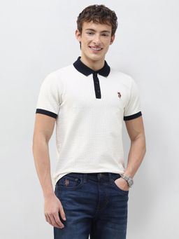 U.S. Polo Assn. Denim Co. - Men White Cotton Slim Fit Polo T-Shirt