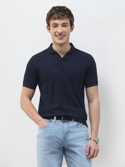 U.S. Polo Assn. Denim Co. - Men Blue Cotton Slim Fit Polo T-Shirt