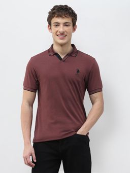 U.S. Polo Assn. Denim Co. - Men Red Cotton Slim Fit Polo T-Shirt