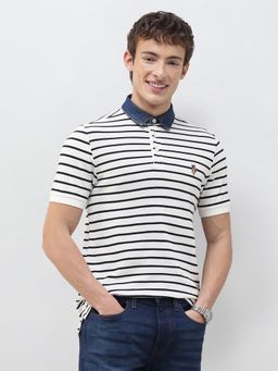 U.S. Polo Assn. Denim Co. - Men White Cotton Slim Fit Polo T-Shirt