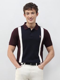 U.S. Polo Assn. Denim Co. - Men Red Cotton Slim Fit Polo T-Shirt