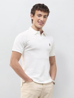 U.S. Polo Assn. Denim Co. - Men White Cotton Slim Fit Polo T-Shirt