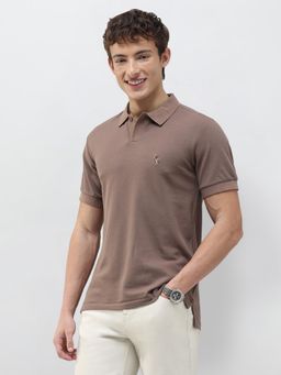 U.S. Polo Assn. Denim Co. - Men Brown Cotton Slim Fit Polo T-Shirt