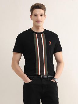 U.S. POLO ASSN. - Men Black Cotton Slim Fit T-Shirt