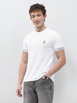 U.S. POLO ASSN. - Men White Cotton Slim Fit T-Shirt