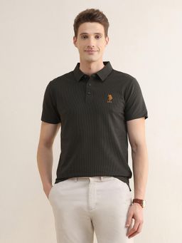 U.S. POLO ASSN. - Men Green Cotton Slim Fit Polo T-Shirt