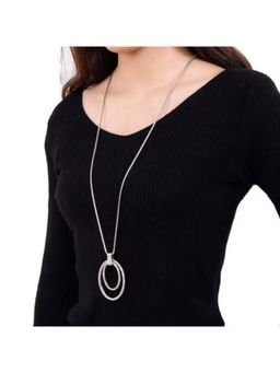 Dkane Designs - Women Silver Geometric Ring Necklace