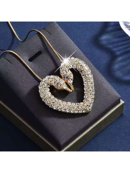 Dkane Designs - Women Swan Heart Stone Studded Necklace