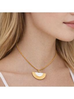Dkane Designs - Women Gold-Silver Crescent Chic Necklace