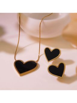 Dkane Designs - Women Midnight Black Heart Necklace Set
