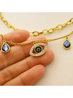 Dkane Designs - Women Blue Evil Eye Layered Necklace