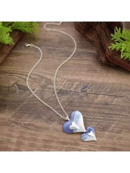 Dkane Designs - Women Blue Twin Hearts Care Necklace
