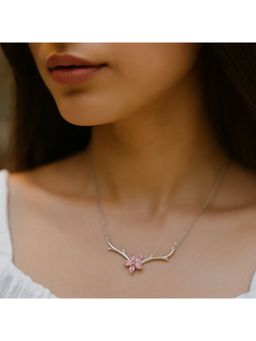 Dkane Designs - Women Sakura Pink Floral Necklace