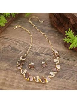 Dkane Designs - Women Golden Wave Pink Harmony Set