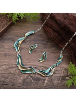 Dkane Designs - Women Green Waves of Nature Necklace Set
