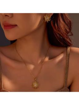 Dkane Designs - Women Radiant Sunburst Pendant Necklace Set