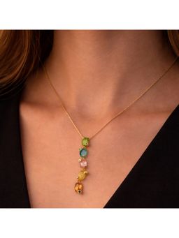 Dkane Designs - Women Blush Aura Multi-Gem Stone Drop Necklace