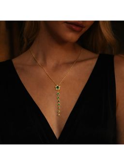 Dkane Designs - Women Emerald Green Star Fall Pendant Necklace