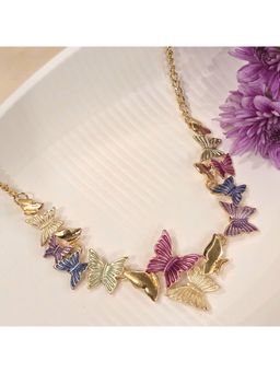 Dkane Designs - Women Pastel Multi-Color Butterfly Garden Necklace
