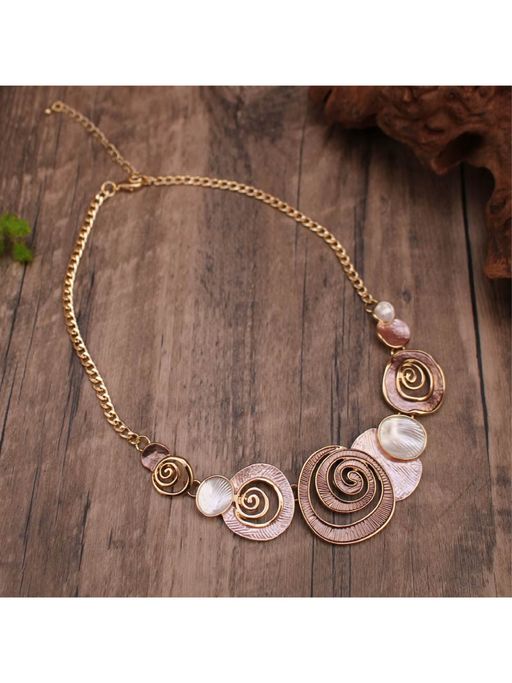 Dkane Designs Women Rose Gold Spiral Elegance Statement Necklace
