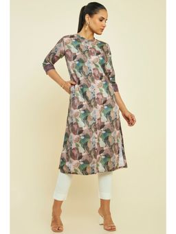 Soch - Women Peach Rayon Printed Kurta