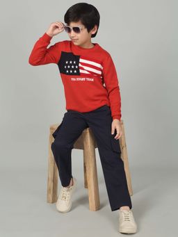 Cantabil - Red Self Design Regular Fit Sweater