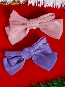 Yellow Chimes - Women Pink And Purple French Barrette (Set of 2)